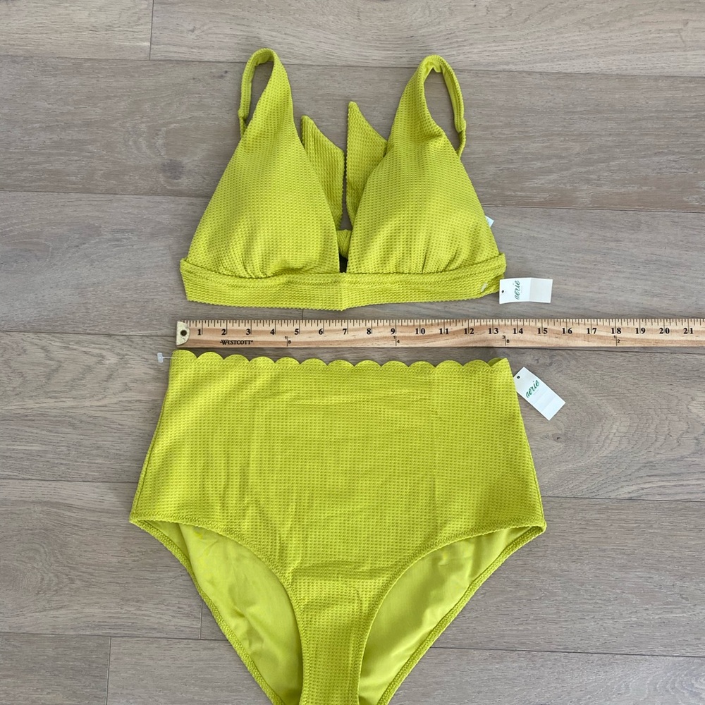 Aerie high waisted scalloped bottom bikini green L - Picture 2 of 4